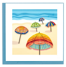 Load image into Gallery viewer, Quilled Colorful Beach Umbrellas Greeting Card