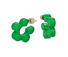 Load image into Gallery viewer, Green floral-shaped earrings on a white background