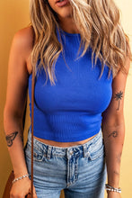 Load image into Gallery viewer, Ribbed Knit Racerback Crop Top - Blue - FINAL SALE