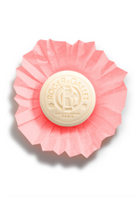 Load image into Gallery viewer, Roger & Gallet Wellbeing Soap 3.5 oz - Fig Blossom with paper unwrapped showing branded soap