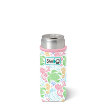 Load image into Gallery viewer, Swig Summer Salt Skinny Can Cooler with with colorful sea creatures