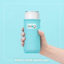 Load image into Gallery viewer, hand holding a Skinny Can Cooler 12oz- text reads keep your hands dry