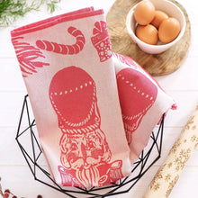 Load image into Gallery viewer, Vietri Strofinaccio Red Nutcracker Dish Towels in a basket