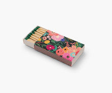 Load image into Gallery viewer, Rifle Paper Garden Party Safety Matches open to show the wood matches