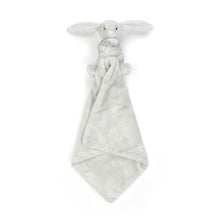 Load image into Gallery viewer, Jellycat Bashful Silver Grey Bunny Soother with open blankie