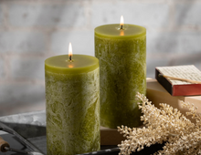 Load image into Gallery viewer, Timber Pillar Candle - 6”x3.25” - Moss