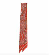 Load image into Gallery viewer, Red bandana with white paisley pattern on a white background