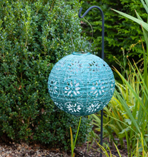 Load image into Gallery viewer, Soji Stella - Boho Globe - 12" Solar Lantern - Mineral Green / Metallic Emerald