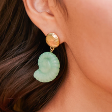 Load image into Gallery viewer, Spartina 449 Carved Moon Shell Earrings Jade