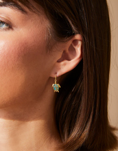 Load image into Gallery viewer, person wearing a Spartina 449 Hilton Head Sea Turtle Earrings Sea Turtle