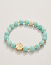 Load image into Gallery viewer, Spartina 449 Beachy Stretch Bracelet 8mm Matte Amazonite/ Moon Shell