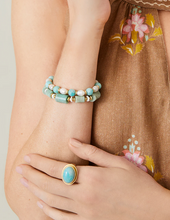 Load image into Gallery viewer, Spartina 449 Stretch Bracelet 8mm Amazonite/Pearl
