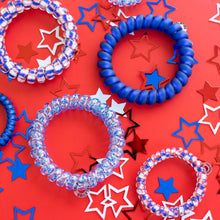 Load image into Gallery viewer, Red white and blue hair ties in various sizes
