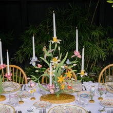 Load image into Gallery viewer, Juliska Meadow Walk 25" Bouquet Centerpiece Candelabra - Multi on a table set with Sophia plates