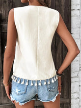 Load image into Gallery viewer, Tassel Trim V-Neck Tank Top Comfy Sleeveless - FINAL SALE