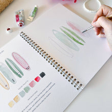 Load image into Gallery viewer, person painting surf boards in the Tropical Watercolor workbook