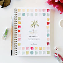 Load image into Gallery viewer, Tropical Watercolor workbook cover with palm tree