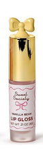 Load image into Gallery viewer, pink lip gloss with a gold lid accented with a bow