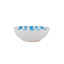 Load image into Gallery viewer, White bowl with five blue stripes on the inside of the bowl, the outside of the bowl is white