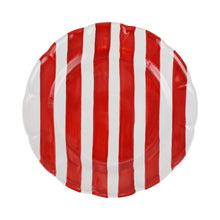 Load image into Gallery viewer, White dinner plate with six red stripes