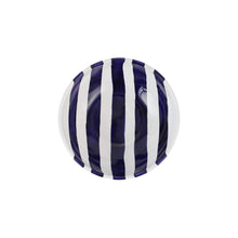 Load image into Gallery viewer, White bowl with five dark blue stripes on the inside of the bowl
