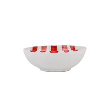 Load image into Gallery viewer, White bowl with five red stripes on the inside of the bowl, the outside of the bowl is white