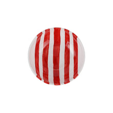 Load image into Gallery viewer, White bowl with five red stripes on the inside of the bowl