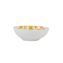 Load image into Gallery viewer, White bowl with five yellow stripes on the inside of the bowl, the outside of the bowl is white