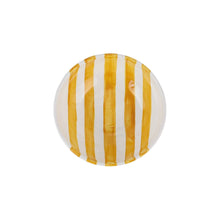 Load image into Gallery viewer, White bowl with five blue stripes on the inside of the bowl