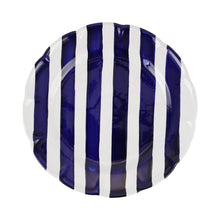 Load image into Gallery viewer, White dinner plate with six dark blue stripes