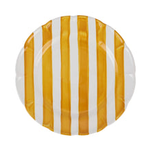 Load image into Gallery viewer, White dinner plate with six yellow stripes
