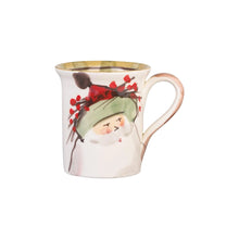Load image into Gallery viewer, Mug painted with Santa in a hat with green trim