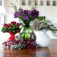 Load image into Gallery viewer, Hibiscus Glass Vase in various colors with flowers