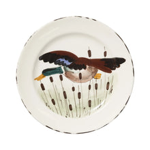 Load image into Gallery viewer, Vietri Wildlife Dinner Plate painted with a Mallard
