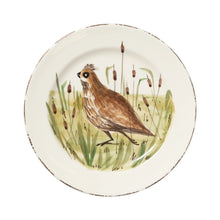 Load image into Gallery viewer, Vietri Wildlife Dinner Plate painted with a Quail