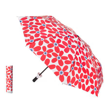 Load image into Gallery viewer, Vinrella Cherry Pop Red Floral Bottle Umbrella with open umbrella and bottle