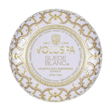 Load image into Gallery viewer, gold and white tin with Voluspa branding