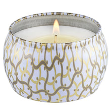 Load image into Gallery viewer, Voluspa Suede Blanc Candle in gold and white tin