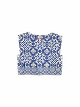 Load image into Gallery viewer, Brooks Ave Walker Boxy Crop Top - Rosetta Tile Navy