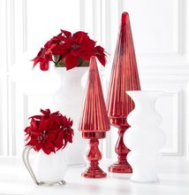 Load image into Gallery viewer, White Glass Ribbed Hourglass Fluted Vase