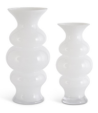 Load image into Gallery viewer, White Glass Ribbed Hourglass Fluted Vase