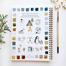 Load image into Gallery viewer, Winter Watercolor Workbook showing all images in book