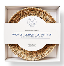 Load image into Gallery viewer, Plate & Pattern Handwoven Seagrass Plates & Parchment Paper Liners