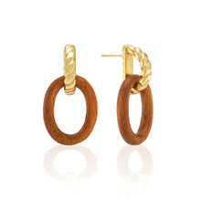 Load image into Gallery viewer, Capucine de Wulf Earth Goddess Link Drop Earrings Gold and Teak