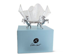 Load image into Gallery viewer, Horse Stand Acrylic Bowl standing on blue Arthur Court branded box