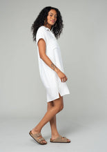 Load image into Gallery viewer, Dolman Sleeve Button Down Mini Shirt Dress - White