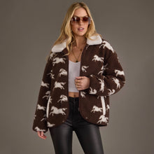 Load image into Gallery viewer, Brown & White Fleece Horse Jacket