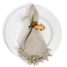 Load image into Gallery viewer, Autumn Leaf Hand-Crafted Napkin Rings - Iron/Glass Beads - S/2