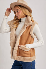Load image into Gallery viewer, Faux Suede Trim Vest - Tan