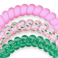 Load image into Gallery viewer, TELETIES Spiral Hair Coils Merry Pinkmas Hair Ties - Small